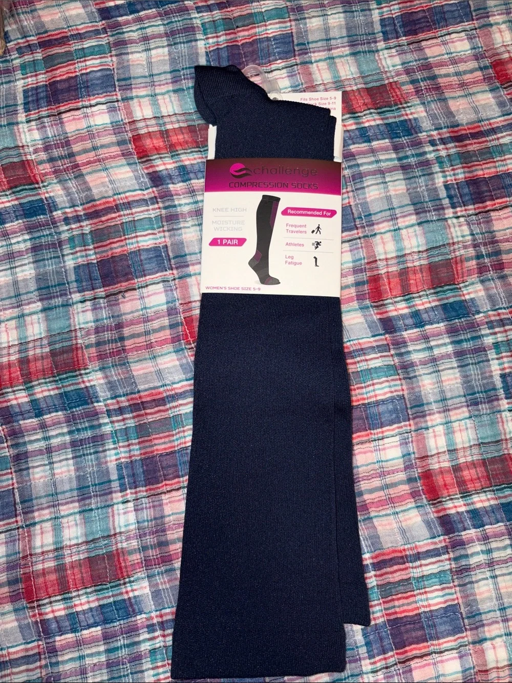 Women's Compression Knee-High Socks - Navy Blue